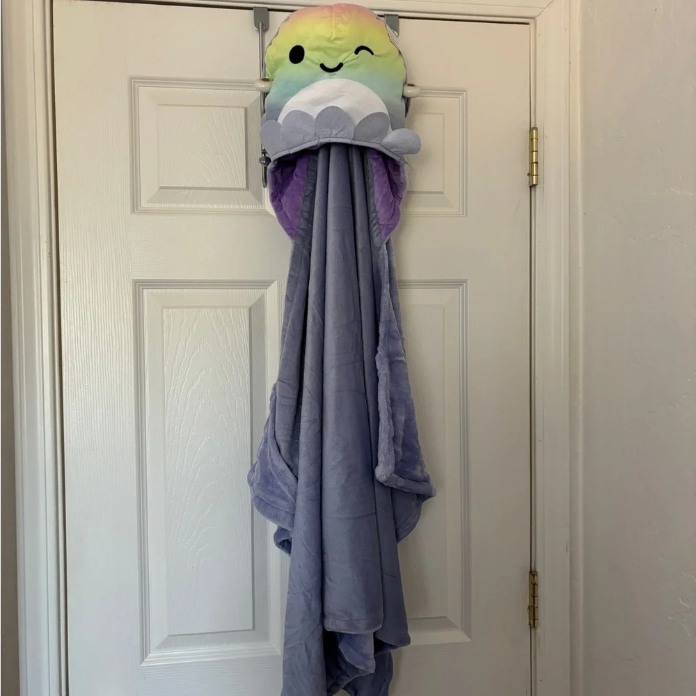 Original Squishmallows Hooded Throw‎ Cozy Hooded Hand Pockets, Octopus Purple